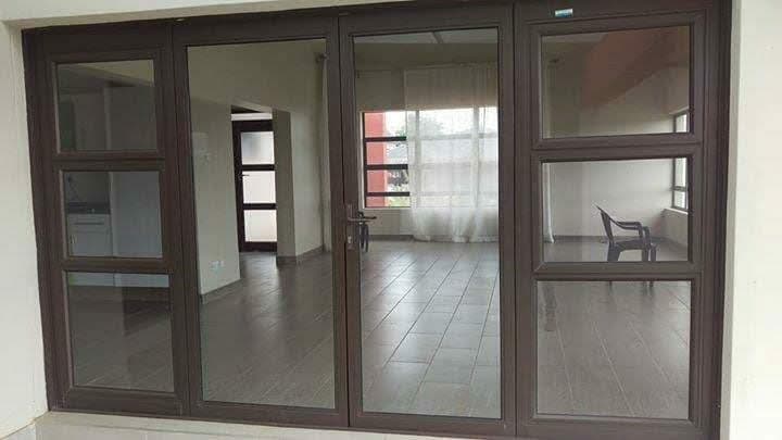 Bronze aluminium and glass interior partition